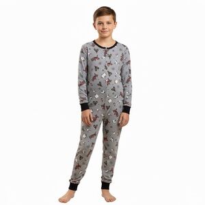 Lightweight Footless Onsie Winter Festive Design Snaps Front Youth XL 14-16